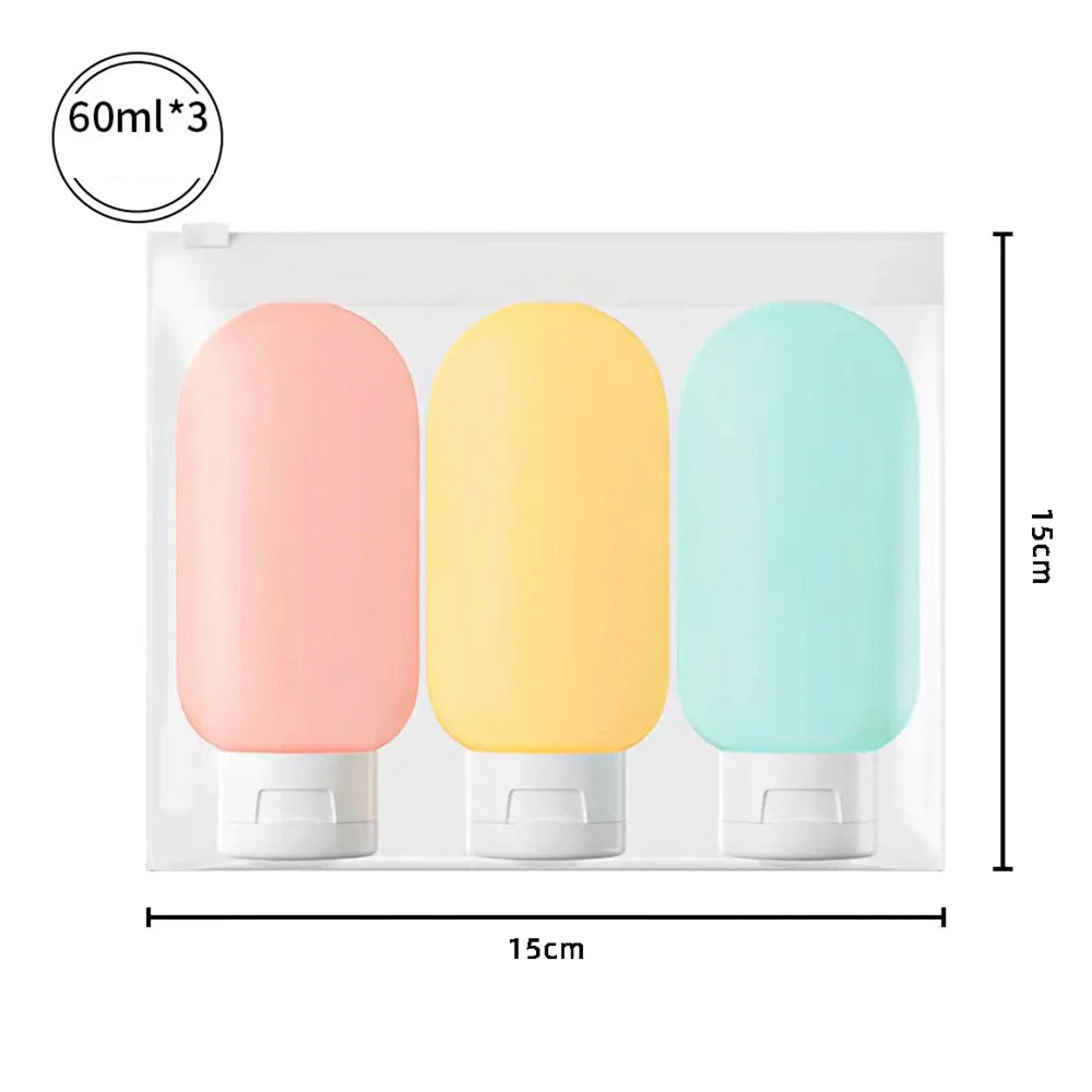 3-Piece Travel Refillable Cosmetic Bottle Set – 60ml Leak-Proof Squeeze Containers