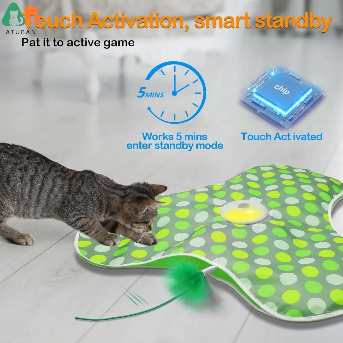 Rechargeable Interactive Feather & Squeak Cat Toy