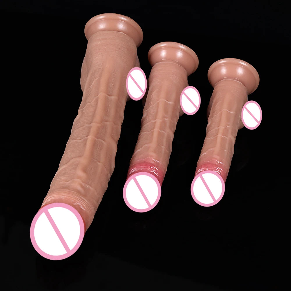 Dual-Layer Silicone Realistic Massager with Suction Base
