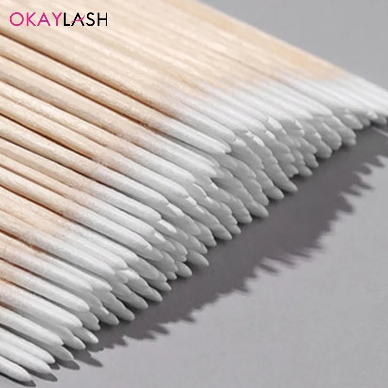 100/300/500pcs Disposable Wooden Micro Bud Swabs Lint Free Eyelash Extension Glue Removing Tools Makeup Mini Brush