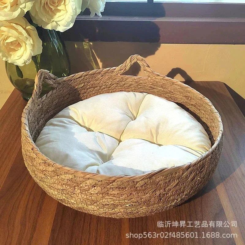 Rattan Cat & Dog Basket Bed