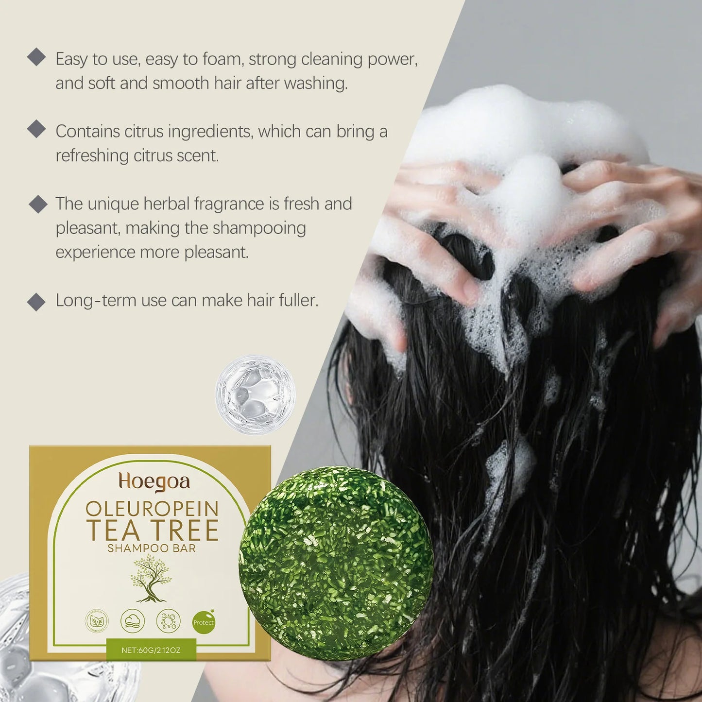 Herbal Tea Tree Dandruff Control Shampoo Bar – Oil Control, Scalp Cleansing & Hair Repair
