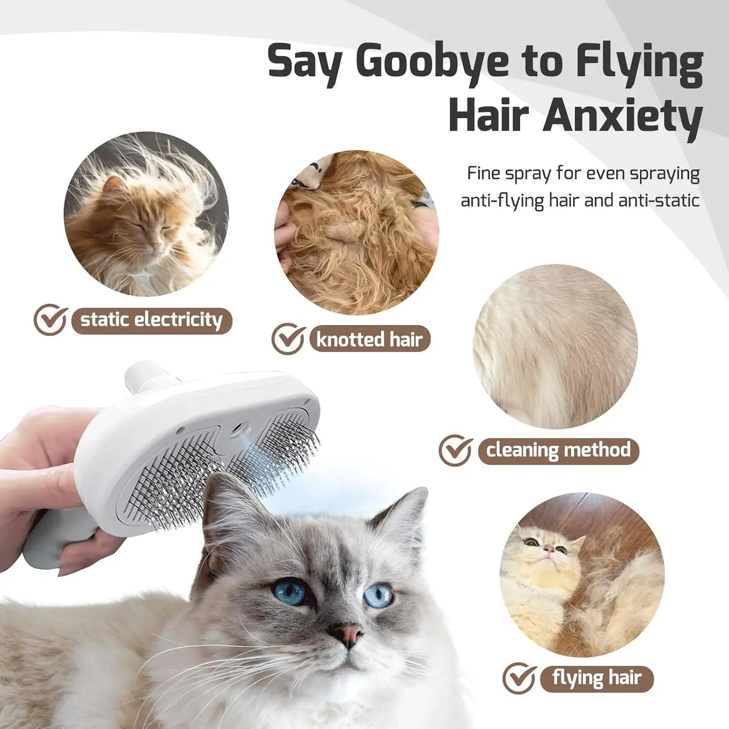 Self-Cleaning Steam Pet Grooming Brush