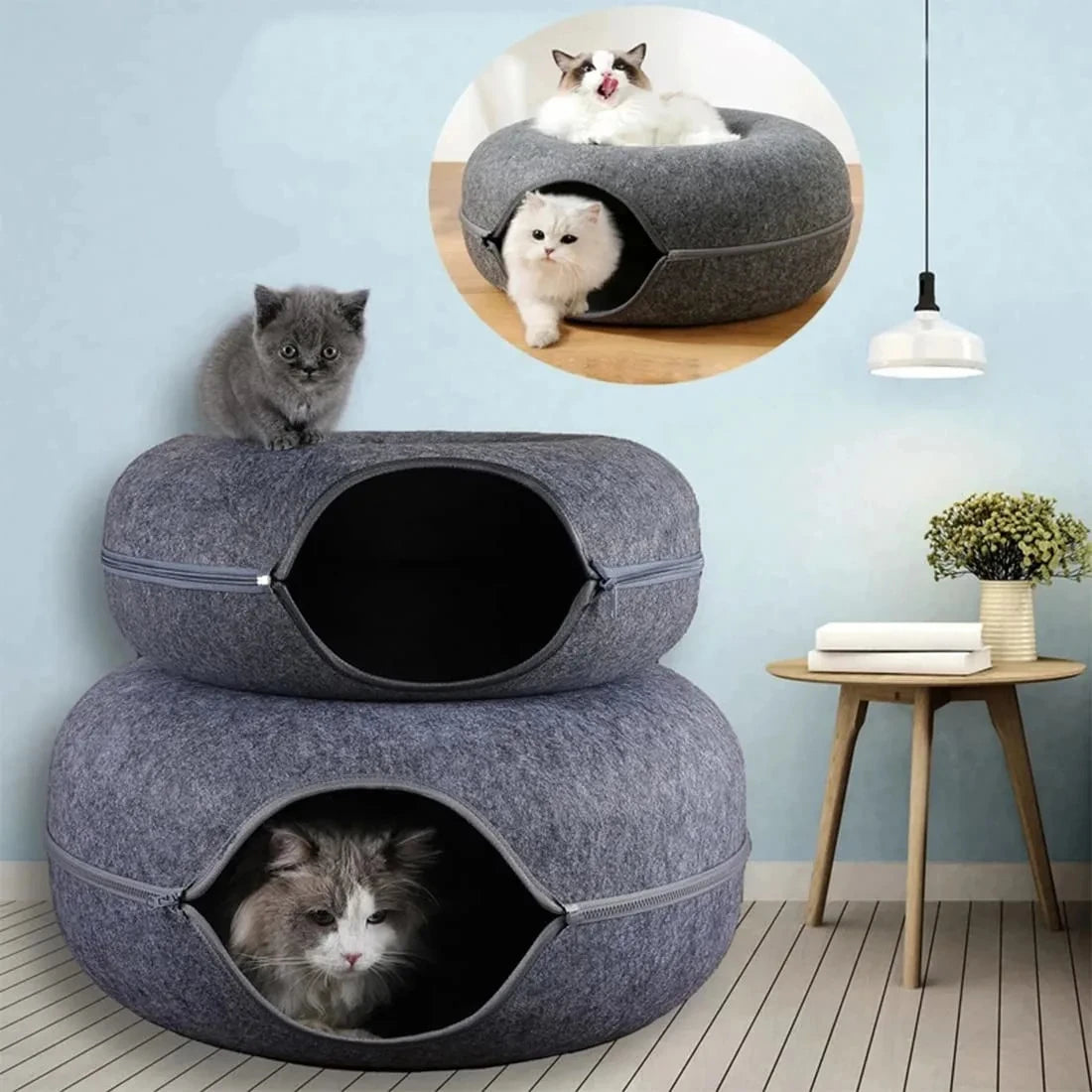 Interactive Felt Cat Tunnel & Nest