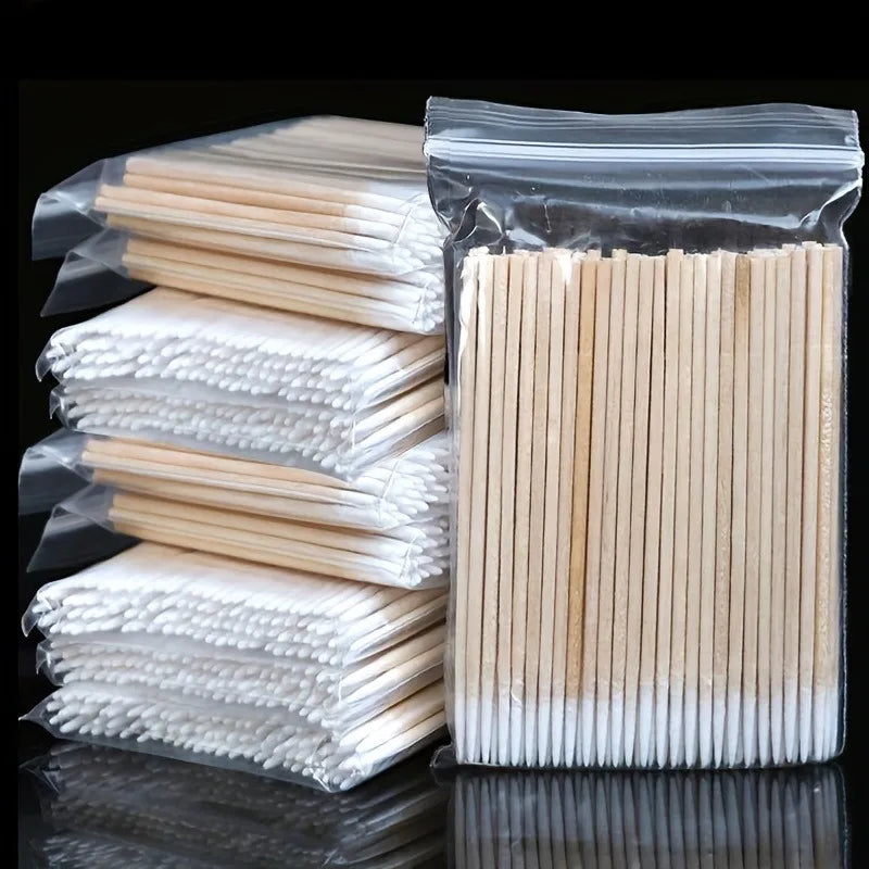 100/300/500pcs Disposable Wooden Micro Bud Swabs Lint Free Eyelash Extension Glue Removing Tools Makeup Mini Brush