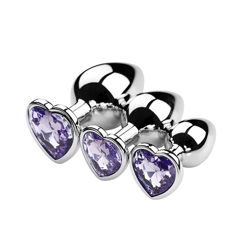 3-Piece Jeweled Metal Anal Plug Set (S/M/L)