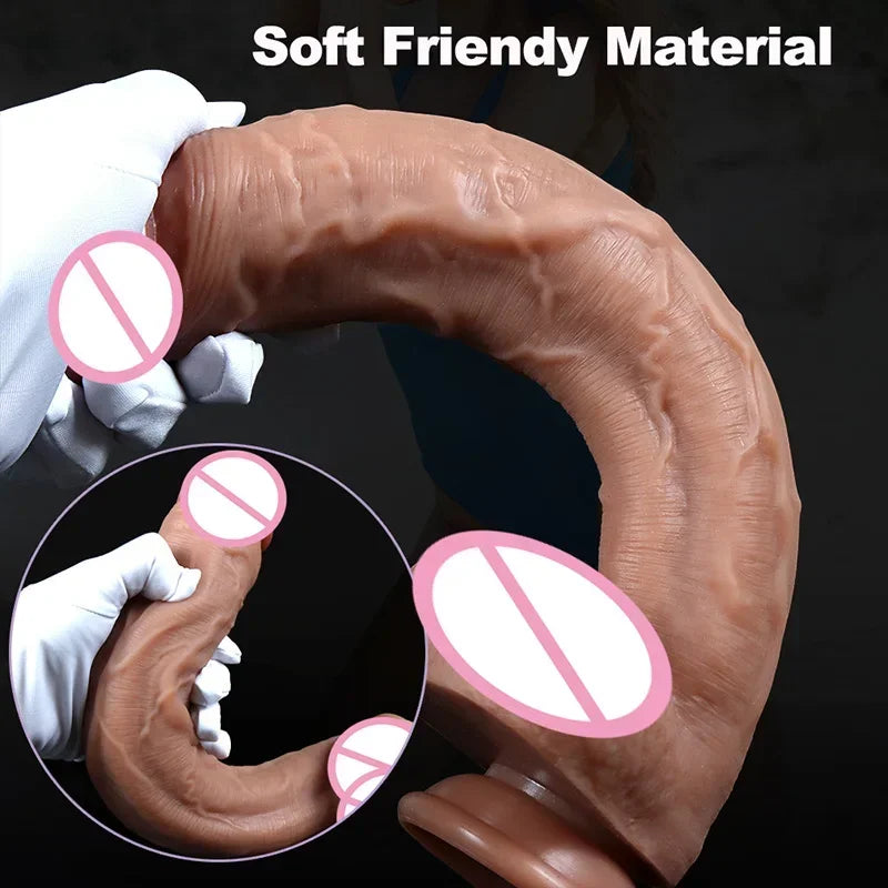 Dual-Layer Silicone Realistic Massager with Suction Base