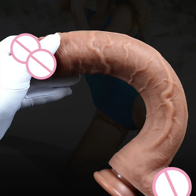 Dual-Layer Silicone Realistic Massager with Suction Base