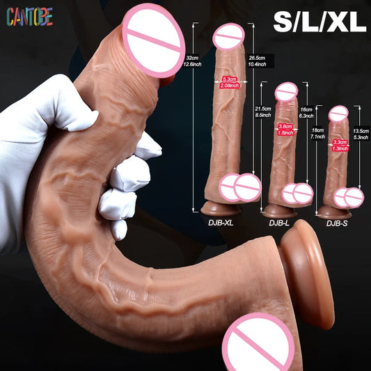 Dual-Layer Silicone Realistic Massager with Suction Base