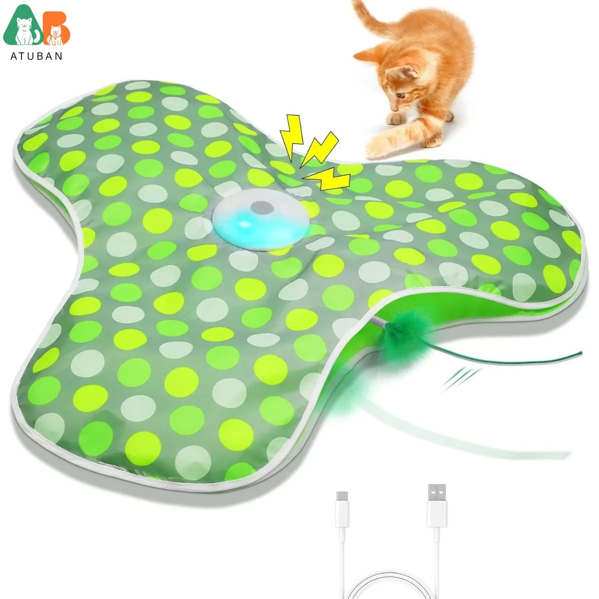 Rechargeable Interactive Feather & Squeak Cat Toy