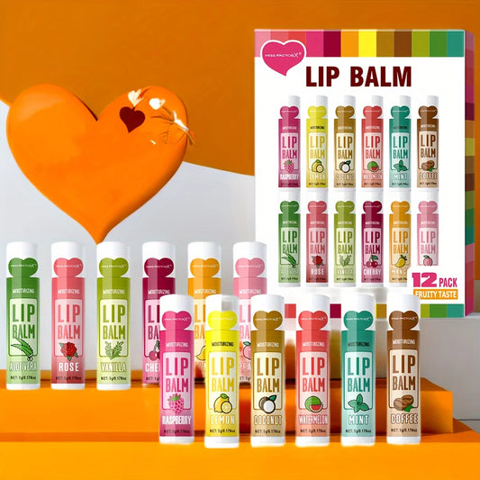 12-Piece Lip Balm Set – Deep Moisturizing & Long-Lasting Hydration