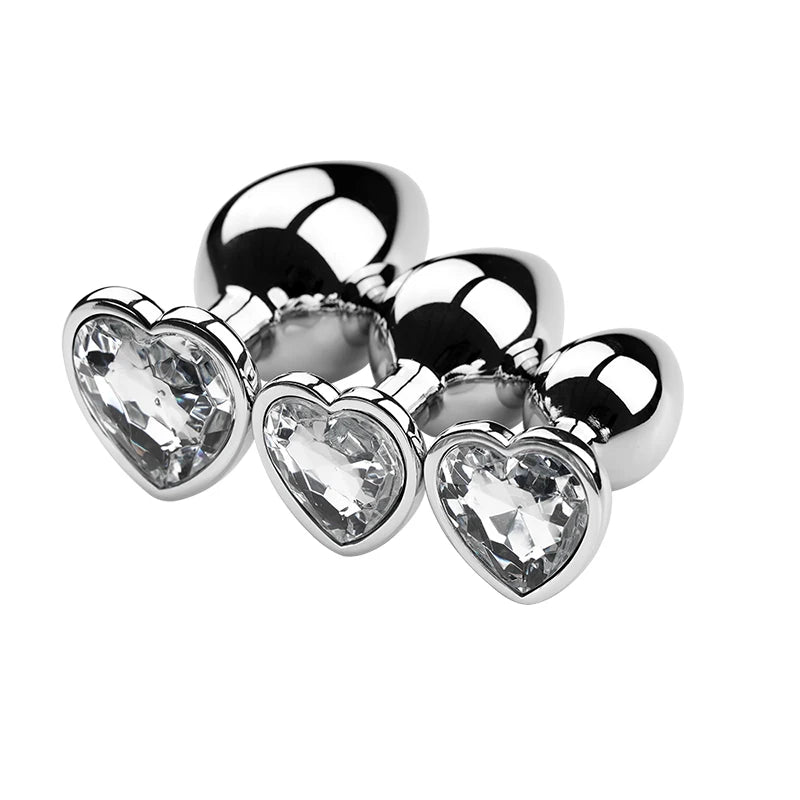 3-Piece Jeweled Metal Anal Plug Set (S/M/L)