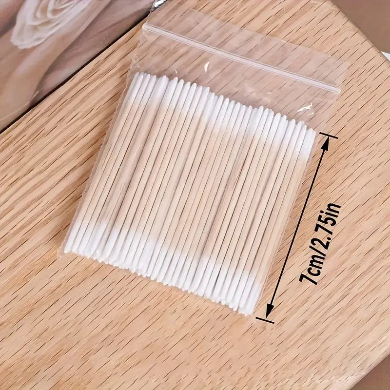 100/300/500pcs Disposable Wooden Micro Bud Swabs Lint Free Eyelash Extension Glue Removing Tools Makeup Mini Brush