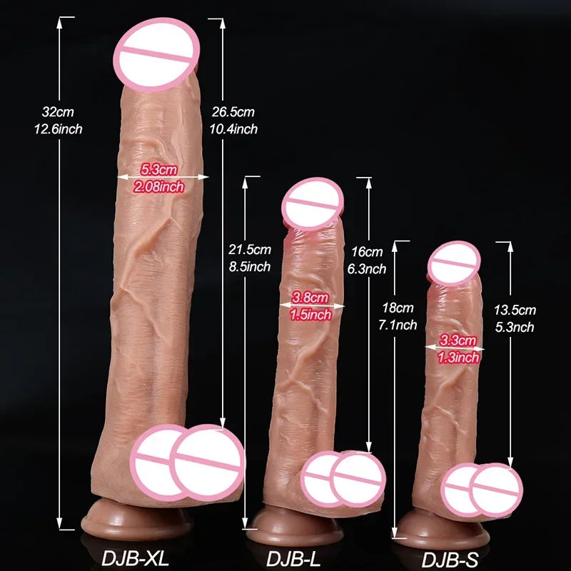 Dual-Layer Silicone Realistic Massager with Suction Base