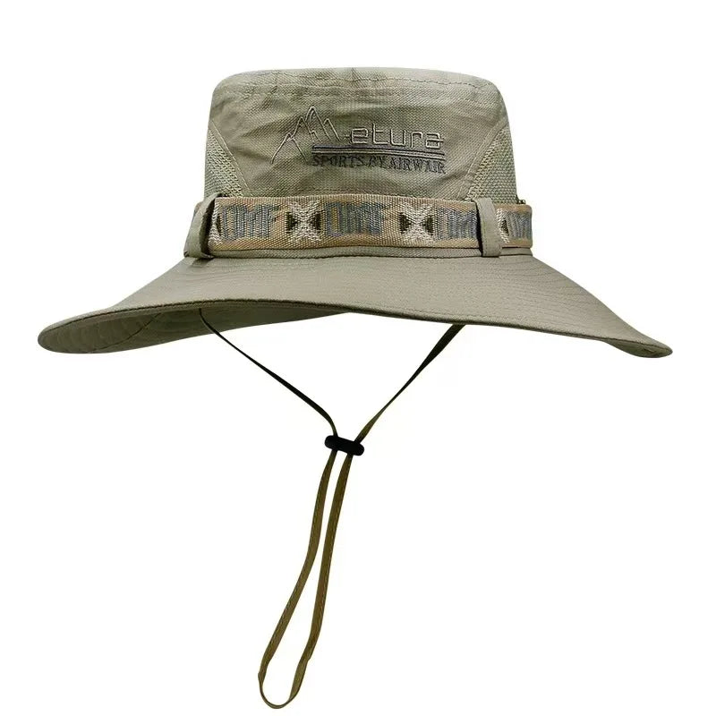 Men’s Summer UV Protection Bucket Hat – Wide Brim Outdoor Safari & Beach Cap