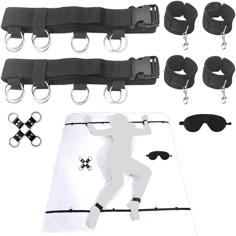 Couples BDSM Restraint Kit with Cuffs & Blindfold