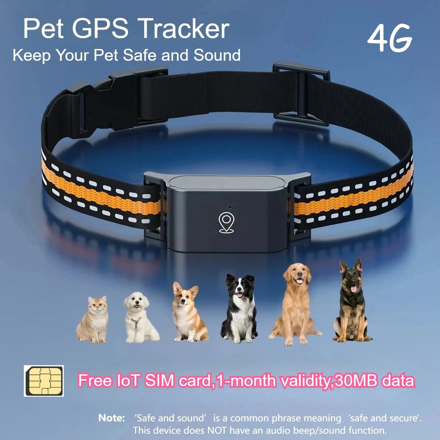 4G LTE GPS Pet Tracker Collar
