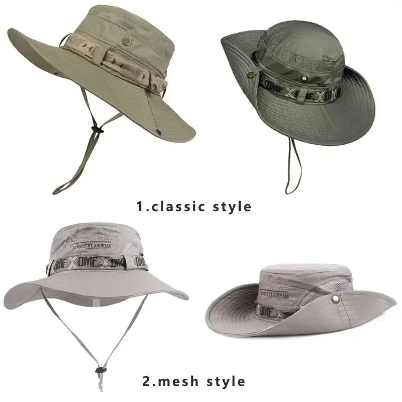 Men’s Summer UV Protection Bucket Hat – Wide Brim Outdoor Safari & Beach Cap