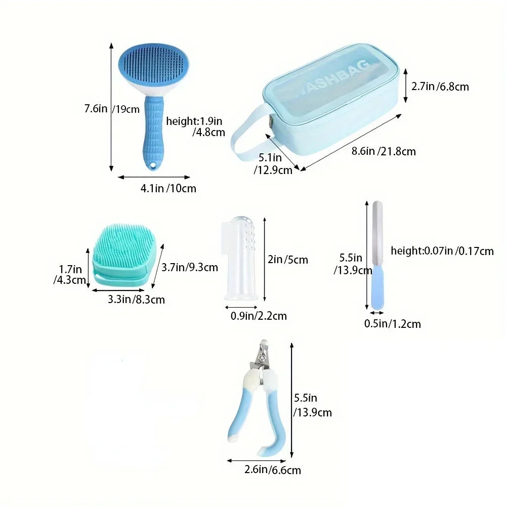 9-Piece Pet Grooming Kit with Brushes & Clippers