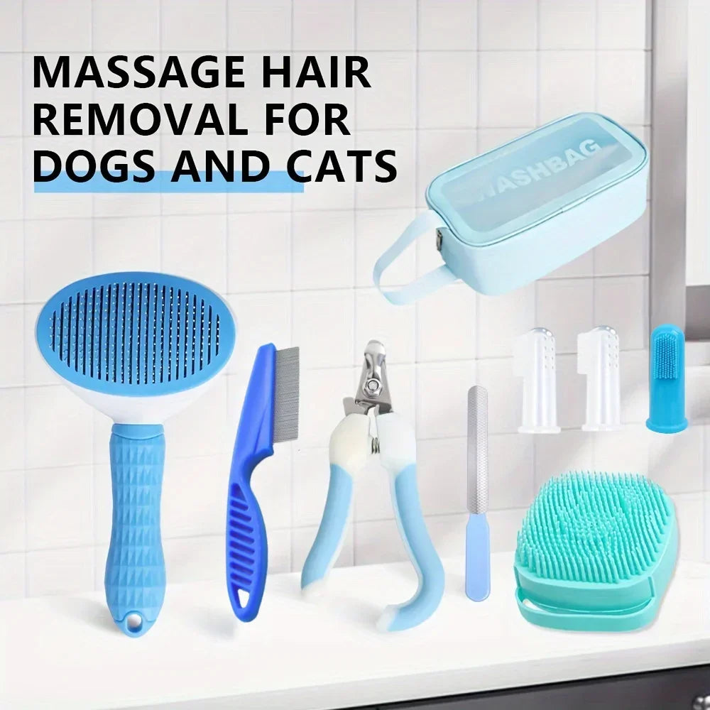 9-Piece Pet Grooming Kit with Brushes & Clippers