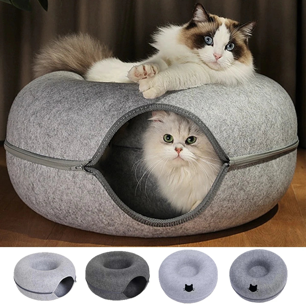 Interactive Felt Cat Tunnel & Nest
