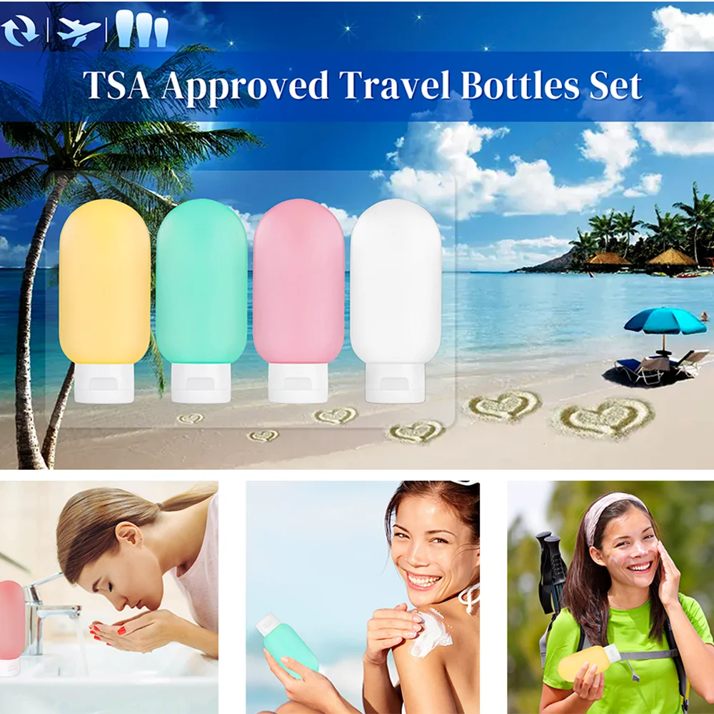 3-Piece Travel Refillable Cosmetic Bottle Set – 60ml Leak-Proof Squeeze Containers