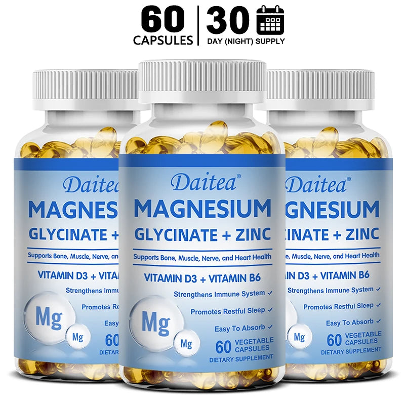 Magnesium Zinc & Vitamin D3 - Triple Supplement for Men and Women - for Sleep, Bones, Heart, Immune Support