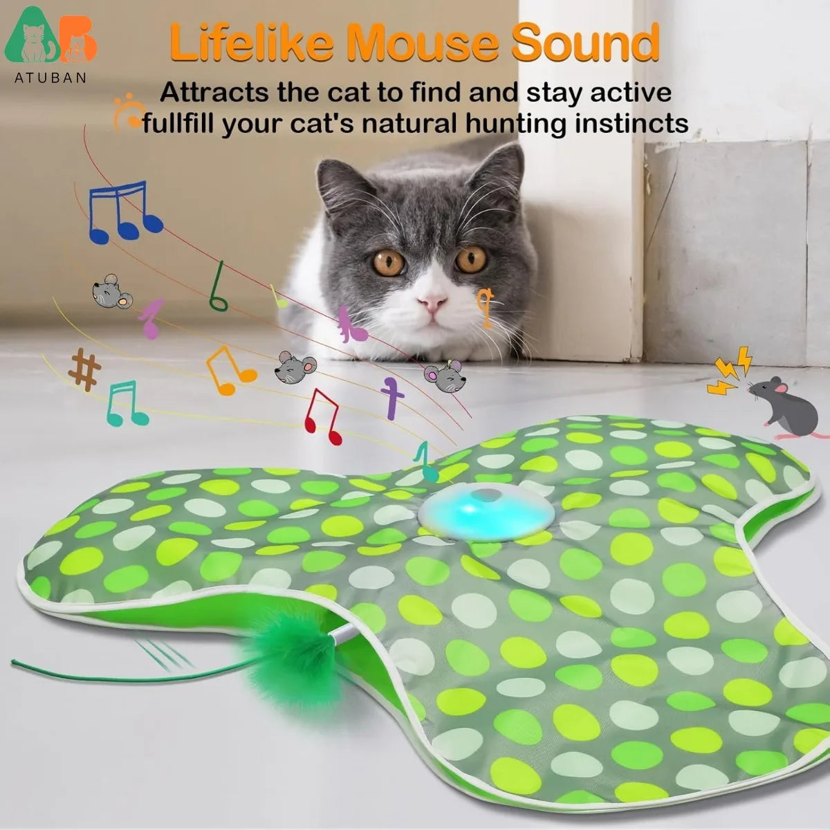 Rechargeable Interactive Feather & Squeak Cat Toy
