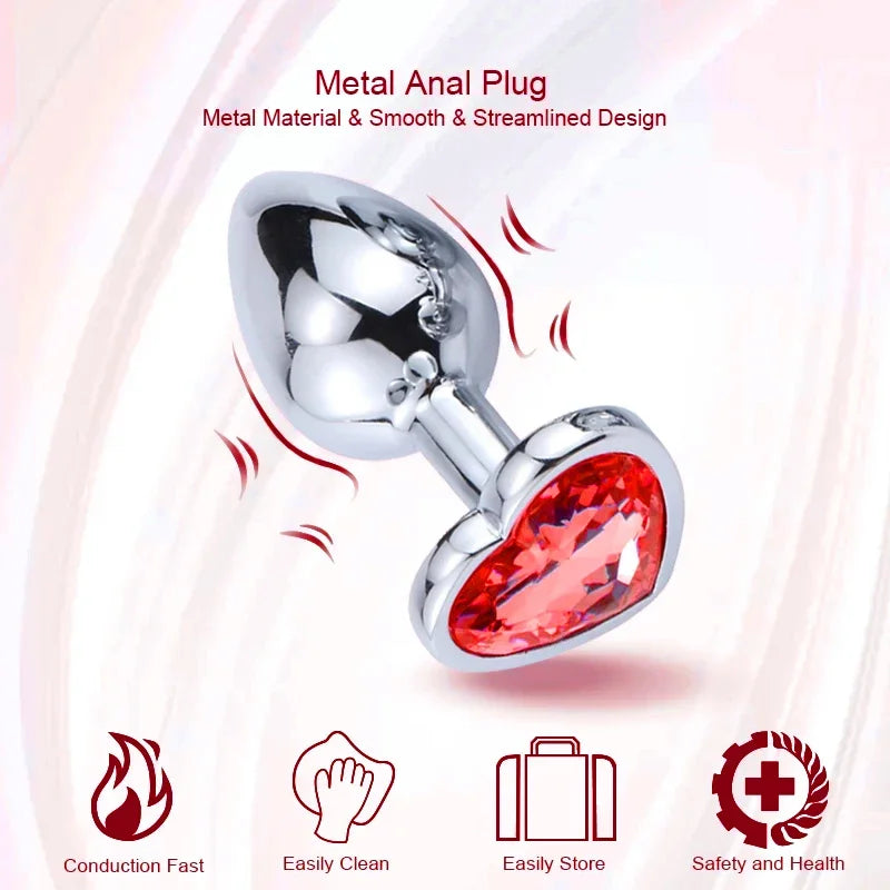3-Piece Jeweled Metal Anal Plug Set (S/M/L)