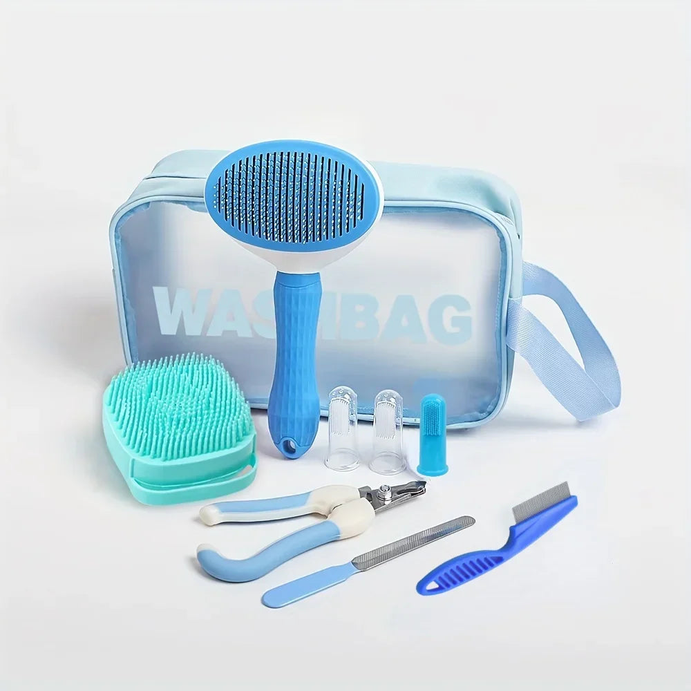 9-Piece Pet Grooming Kit with Brushes & Clippers