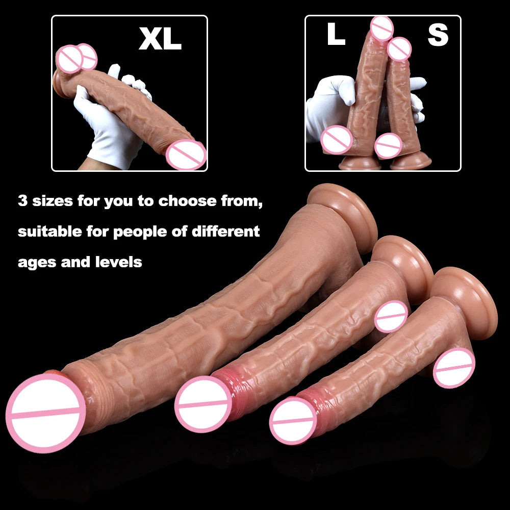 Dual-Layer Silicone Realistic Massager with Suction Base