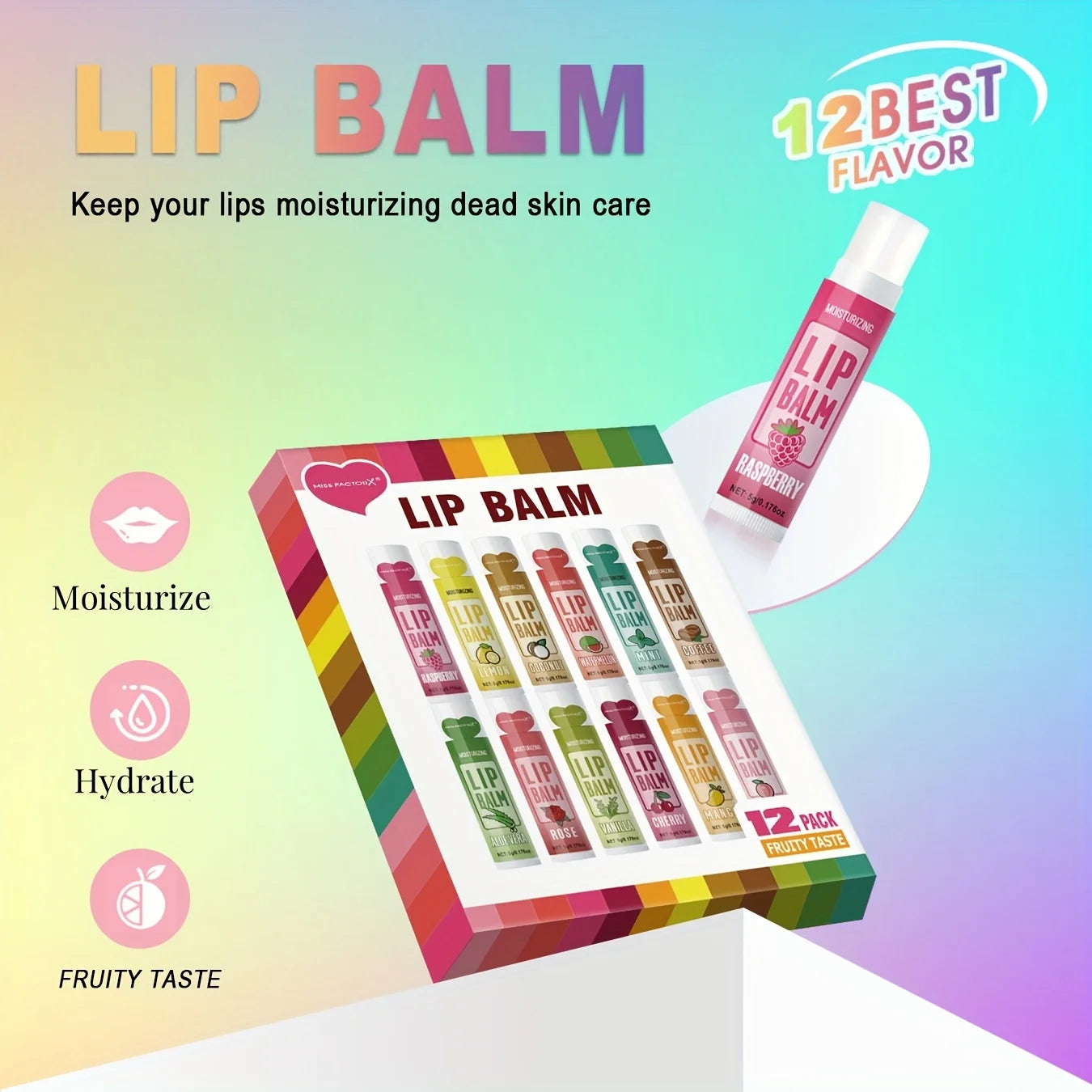 12-Piece Lip Balm Set – Deep Moisturizing & Long-Lasting Hydration