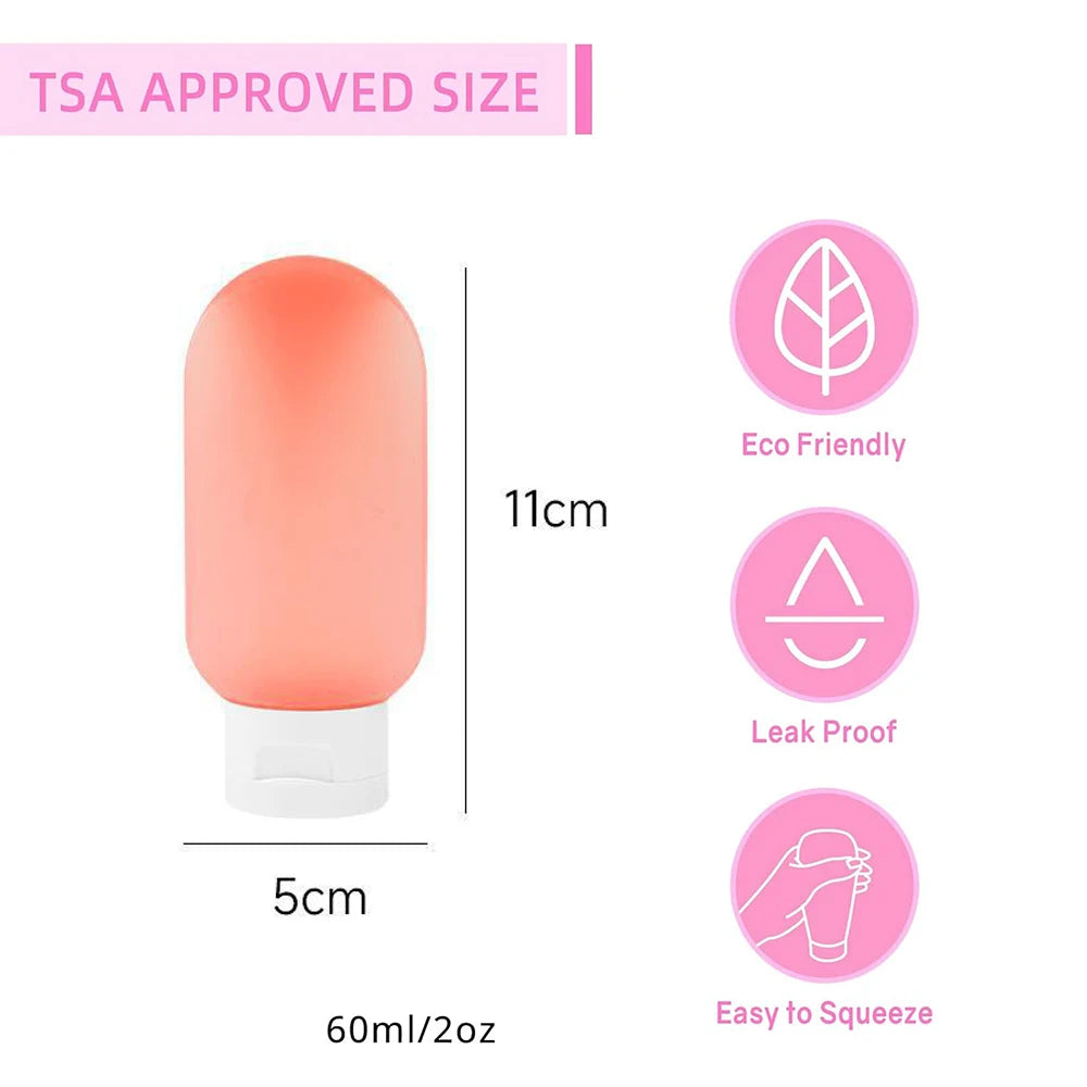 3-Piece Travel Refillable Cosmetic Bottle Set – 60ml Leak-Proof Squeeze Containers