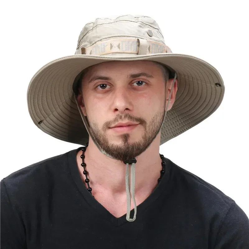 Men’s Summer UV Protection Bucket Hat – Wide Brim Outdoor Safari & Beach Cap