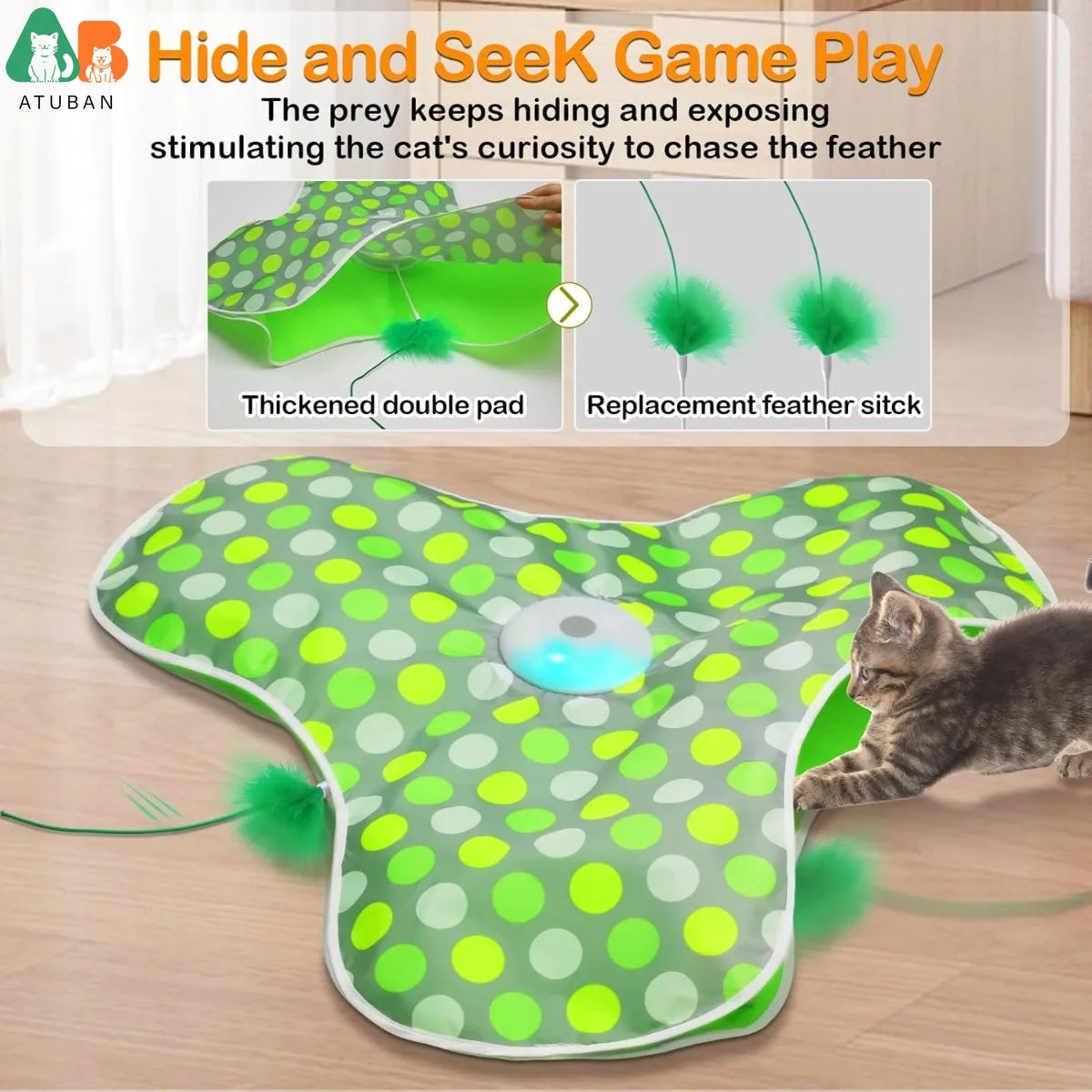 Rechargeable Interactive Feather & Squeak Cat Toy