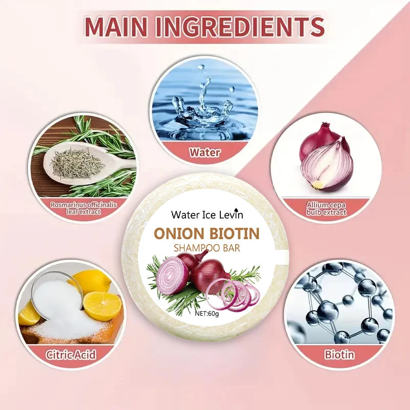 Onion & Biotin Shampoo Bar with Rosemary – Moisturizing Hair Soap for All Hair Types