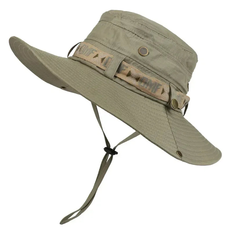 Men’s Summer UV Protection Bucket Hat – Wide Brim Outdoor Safari & Beach Cap