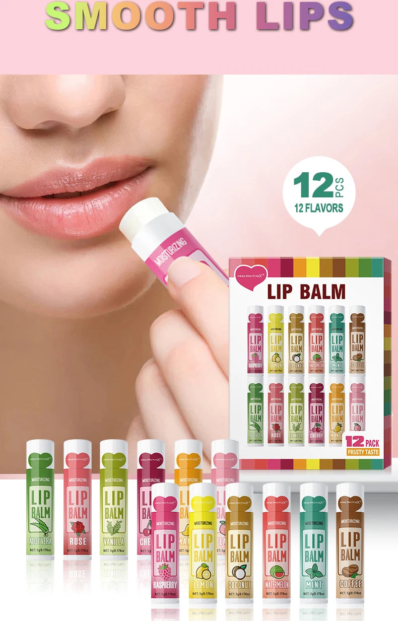12-Piece Lip Balm Set – Deep Moisturizing & Long-Lasting Hydration