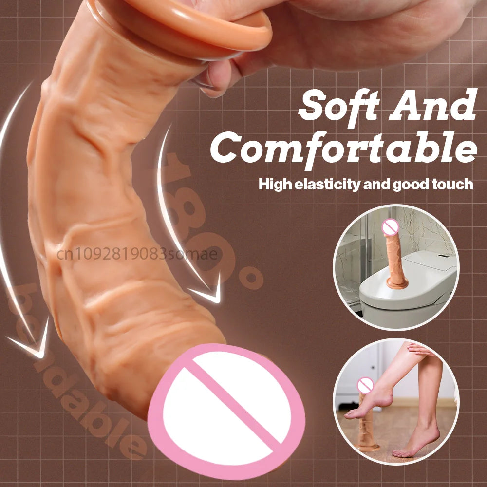 Dual-Layer Realistic Silicone G-Spot Stimulator with Suction Base